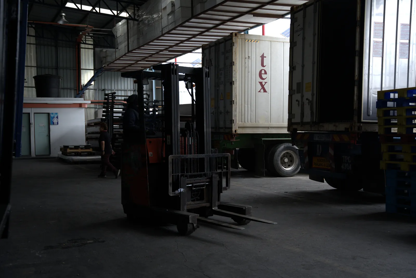 An Arctic haulage prime mover and container staged at the loading yard